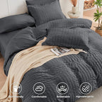 Seersucker Comforter Set with Sheets – Dark Gray
