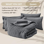 Seersucker Comforter Set with Sheets – Dark Gray